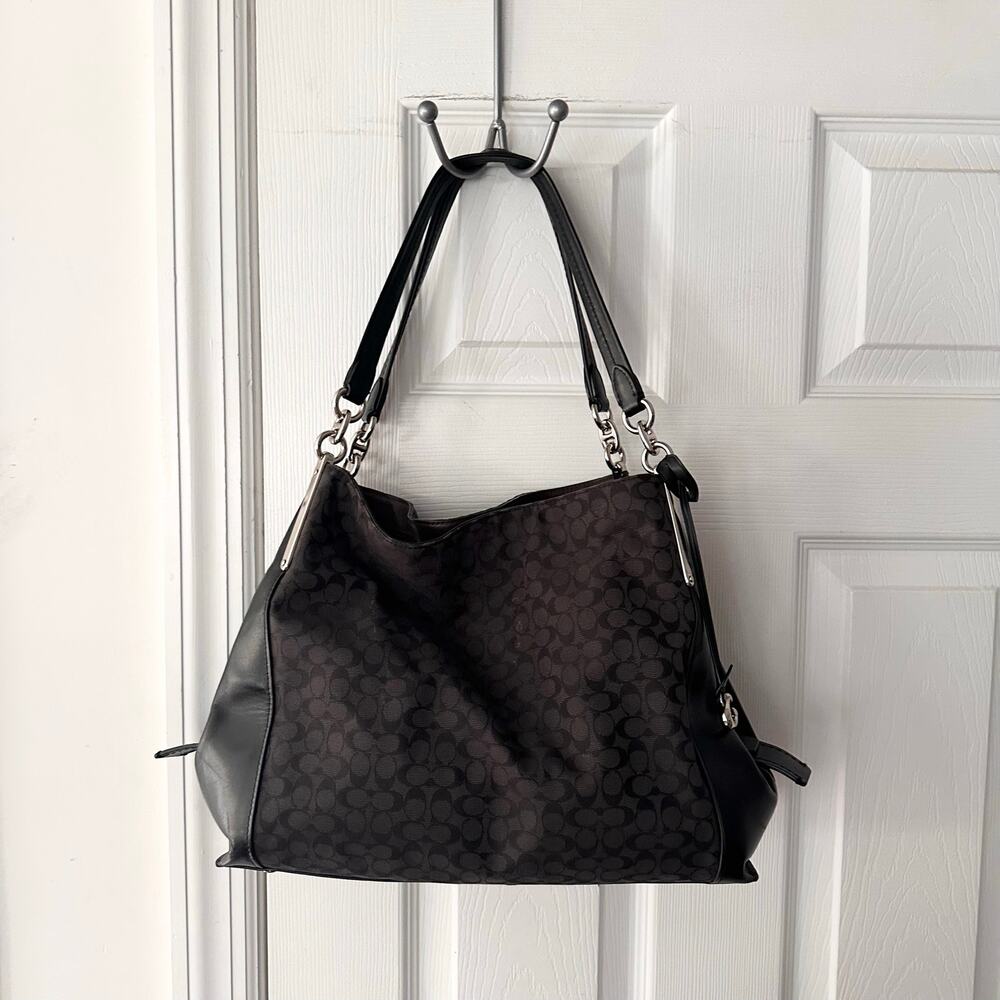Coach Dalton Bag 31 Black Signature CC Canvas Jacquard Shoulder Bag 79686 - Picture 5 of 11